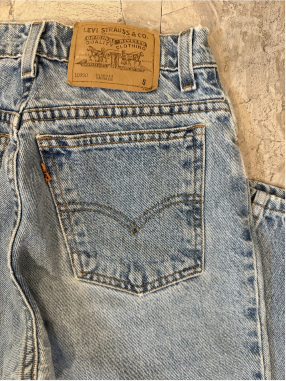 Vintage Levis 950 Orange Tab Jeans Womens Light Wash USA Relaxed Tapered 7 28 S